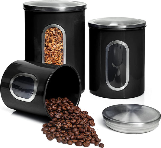 Black Canisters Sets for the Kitchen 3 PC