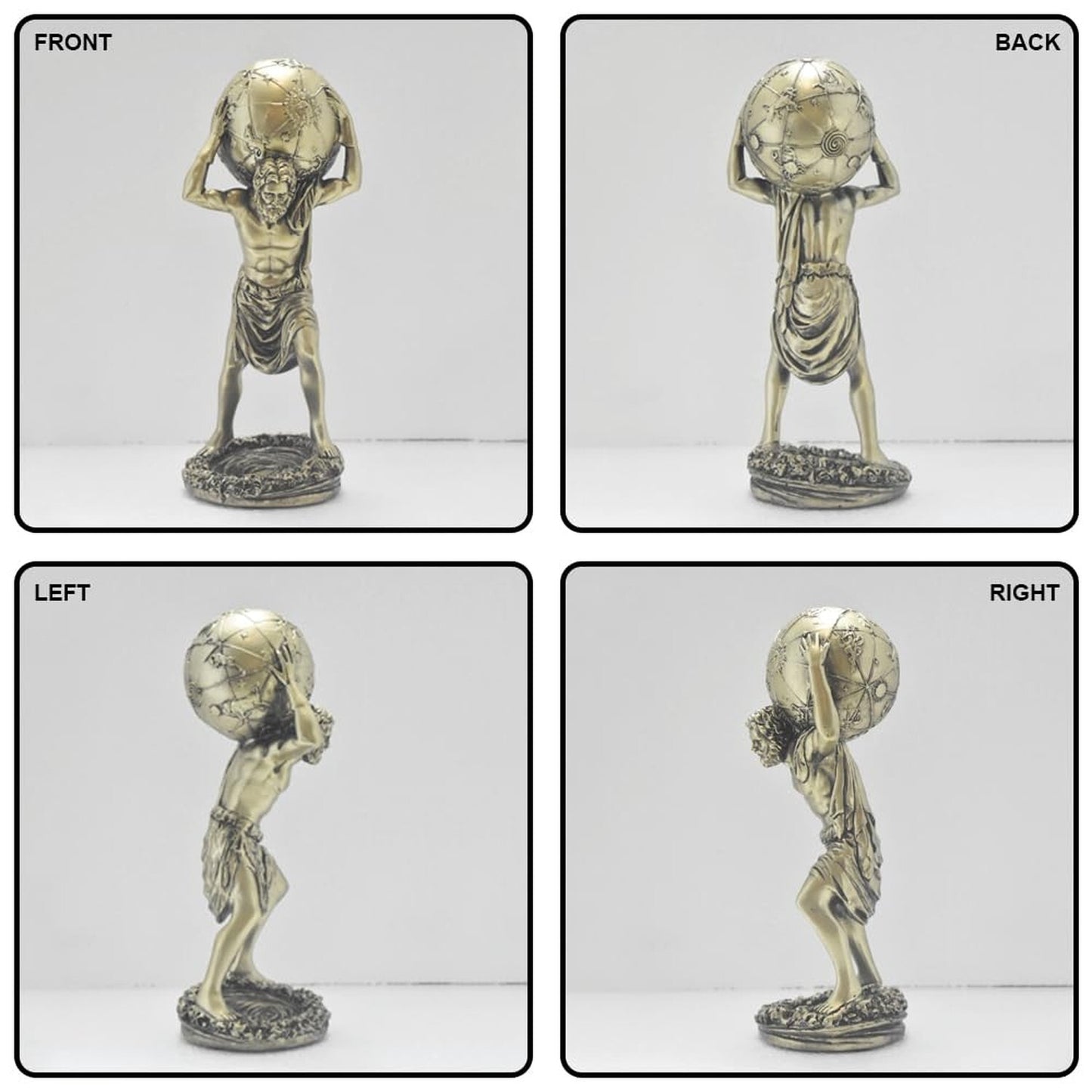 Greek Atlas God Statue Decor - 11.4 Inch Bronze Gold 
