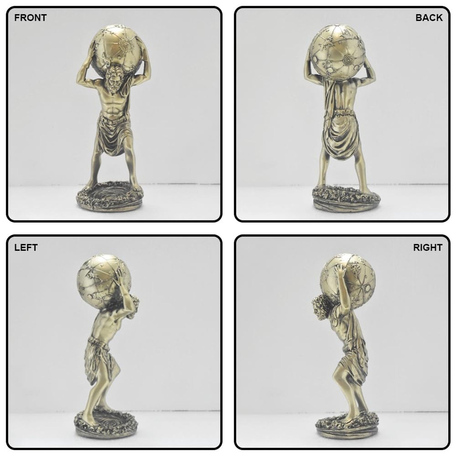 Greek Atlas God Statue Decor - 11.4 Inch Bronze Gold 