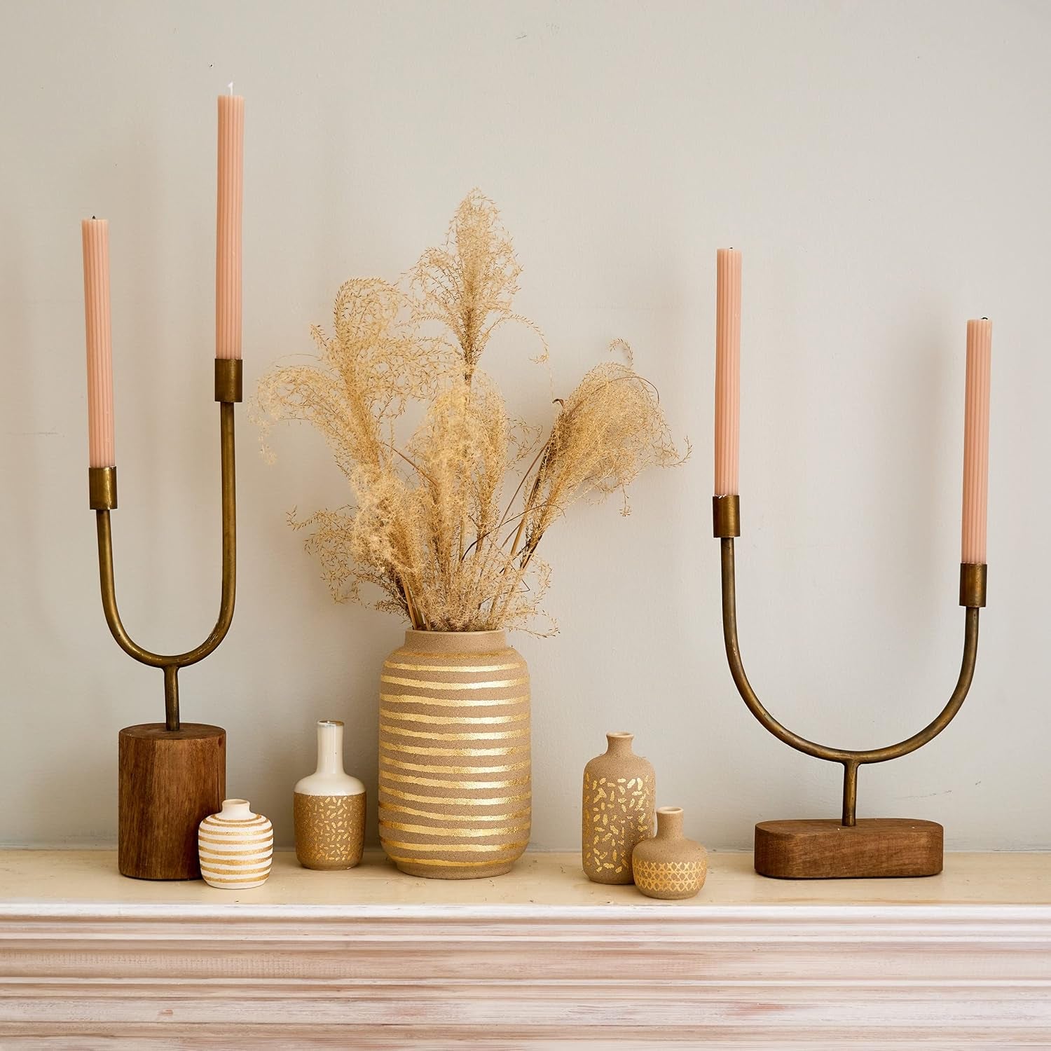 Wood and Metal Taper Candle Holder