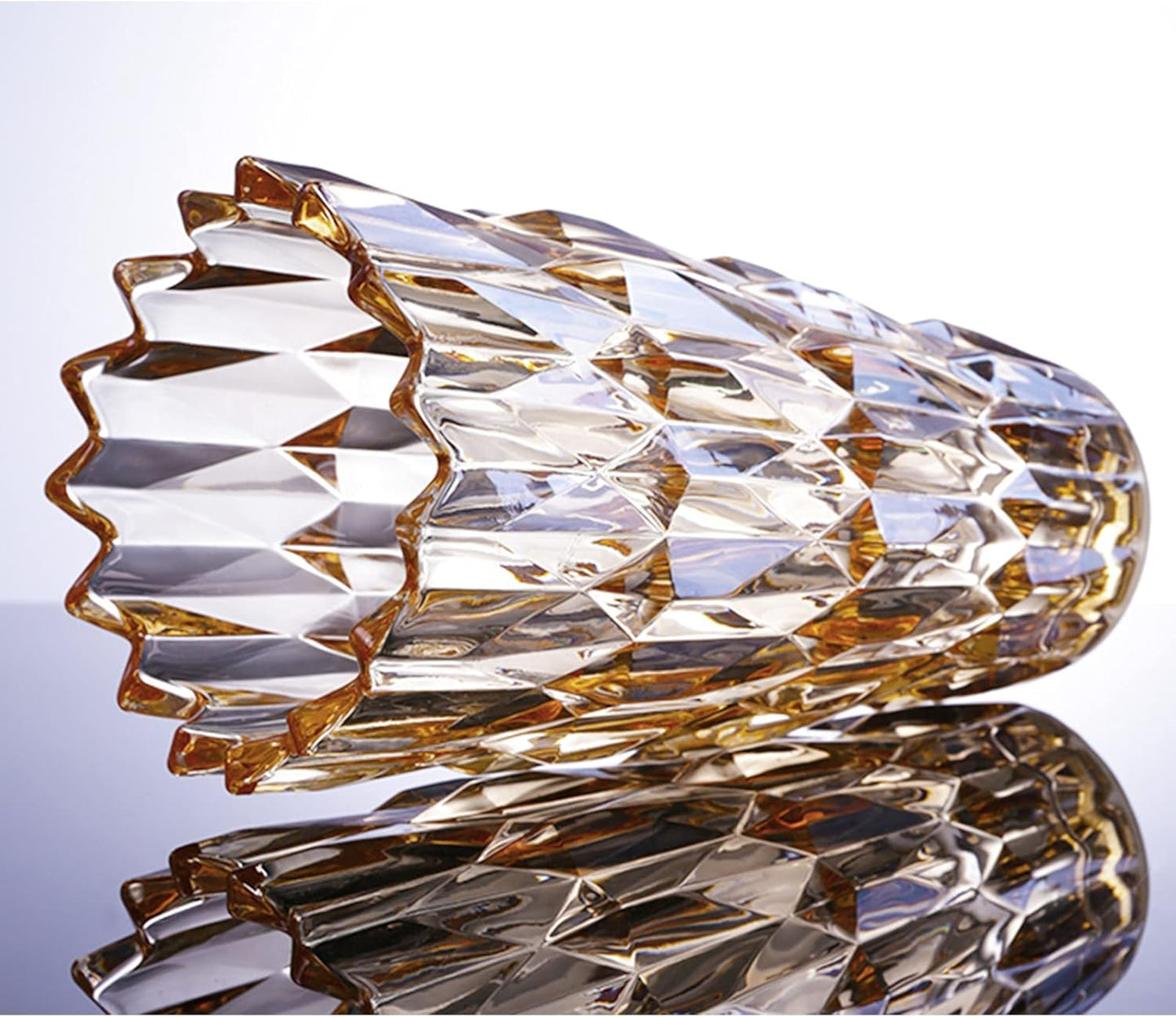 9.6" High Amber Glass Flower Vase 